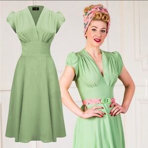 Ava Tea Dress - 30s Green